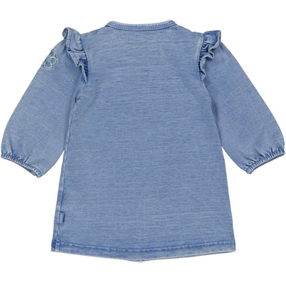 Bess Jurk Met Ruches | Lange Mouw | Blue Denim