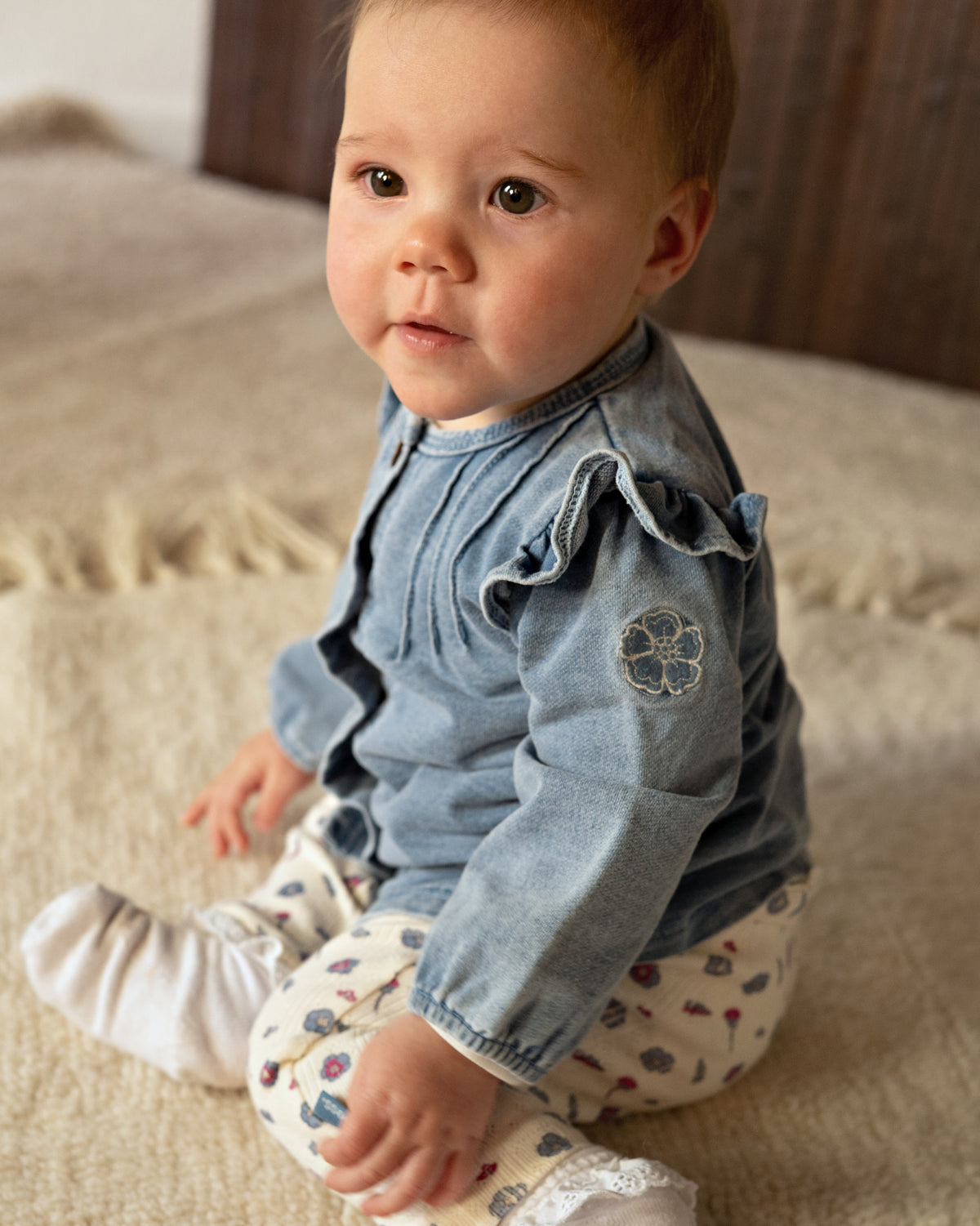 Bess Jurk Met Ruches | Lange Mouw | Blue Denim