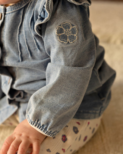 Bess Jurk Met Ruches | Lange Mouw | Blue Denim