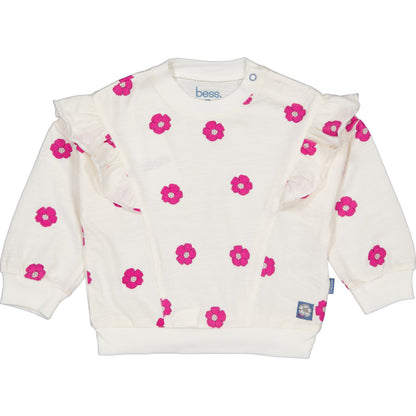 Bess Sweater | Trui | White Flower | Wit | Roze