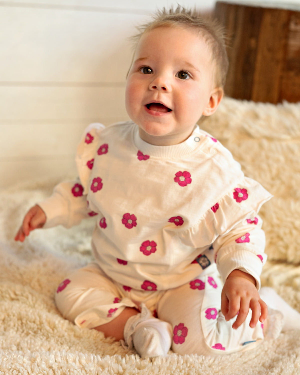 Bess Sweater | Trui | White Flower | Wit | Roze