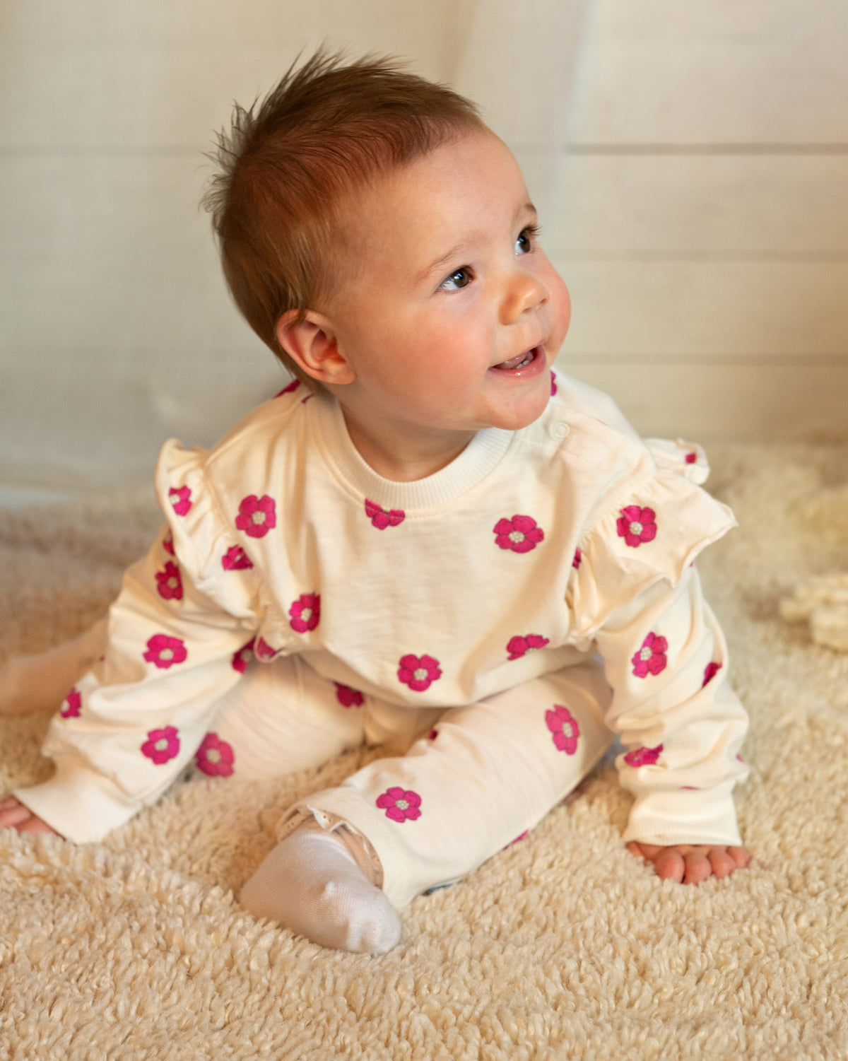 Bess Sweater | Trui | White Flower | Wit | Roze