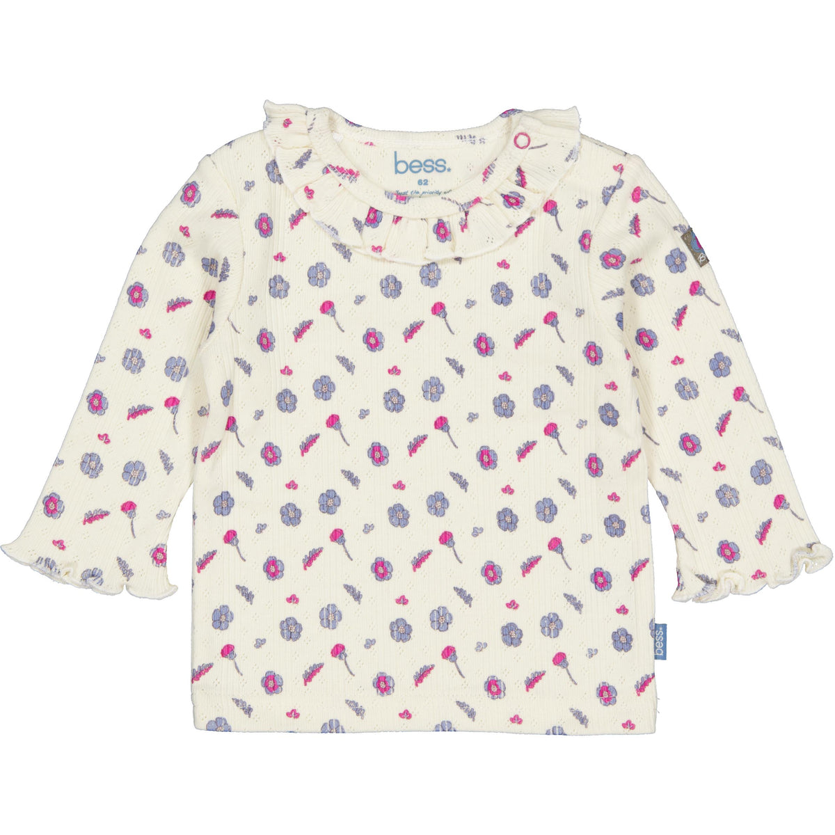 Bess T-Shirt | Lange Mouw | Pink Flower | Bloemenmotief