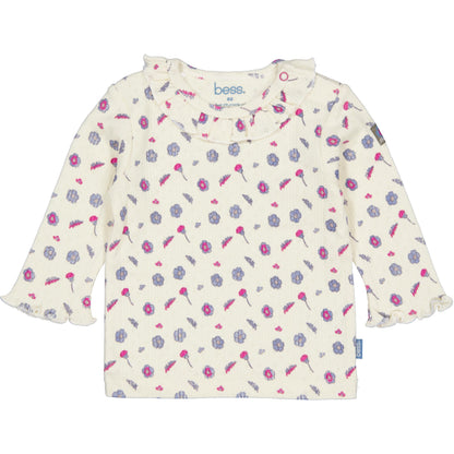 Bess T-Shirt | Lange Mouw | Pink Flower | Bloemenmotief