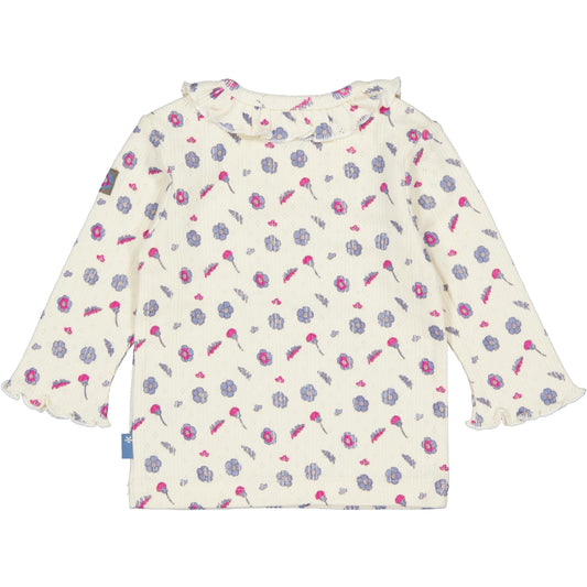 Bess T-Shirt | Lange Mouw | Pink Flower | Bloemenmotief