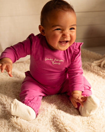 Bess Shirt met Ruches | Lange Mouw | Fuchsia