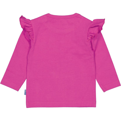 Bess Shirt met Ruches | Lange Mouw | Fuchsia