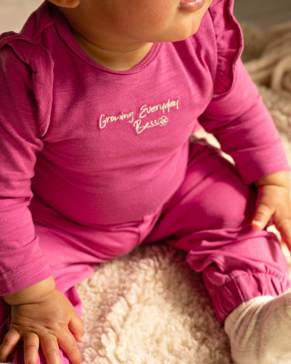 Bess Shirt met Ruches | Lange Mouw | Fuchsia