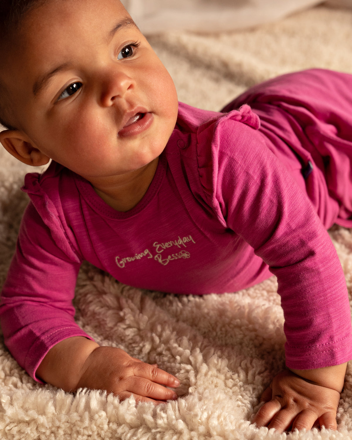 Bess Shirt met Ruches | Lange Mouw | Fuchsia