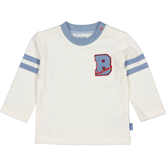 Bess T-Shirt | Lange Mouw | Off White | Streep & Print