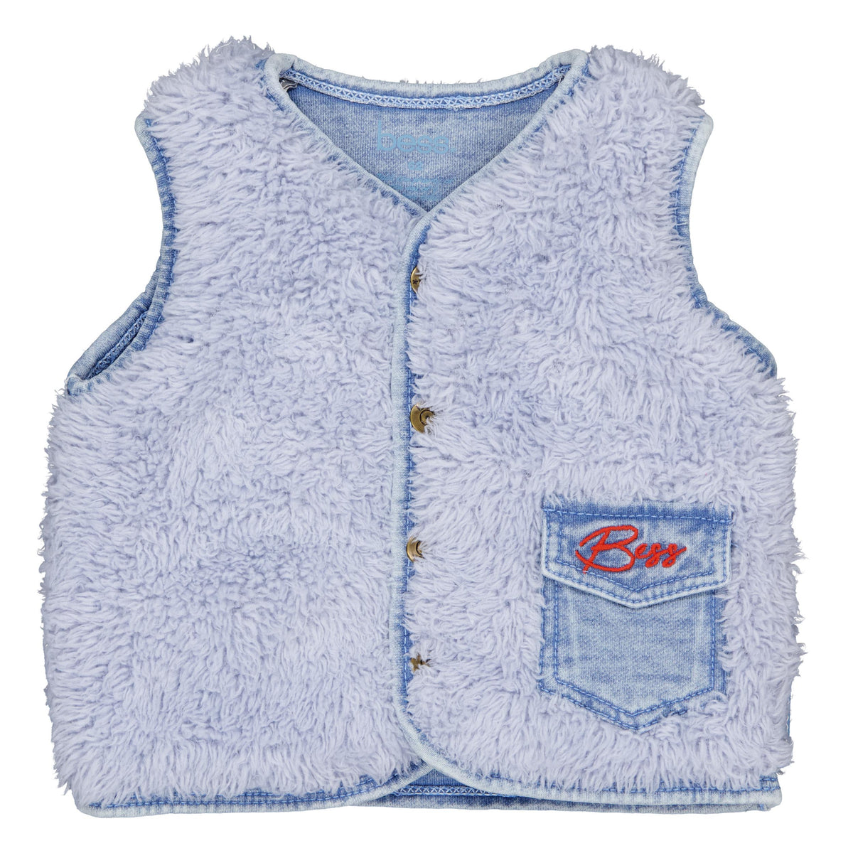 Bess Gilet | Teddystof | Vest | Jeans Blue