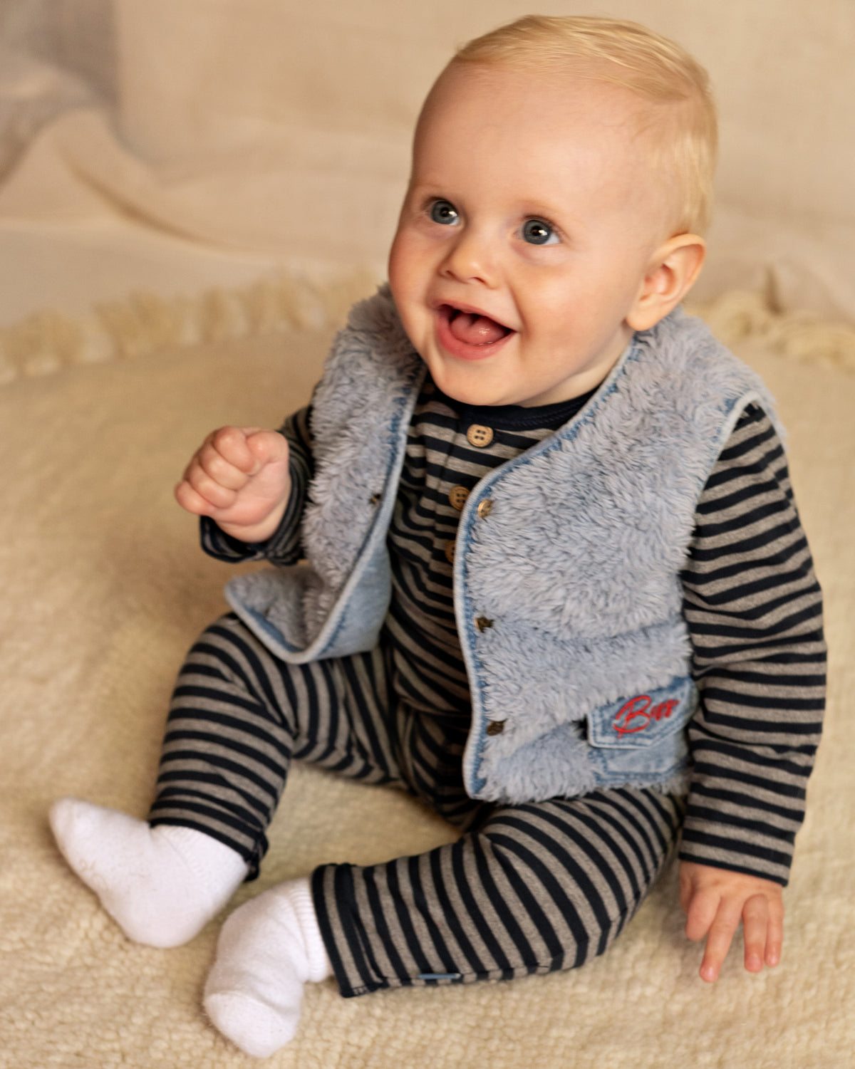 Bess Gilet | Teddystof | Vest | Jeans Blue