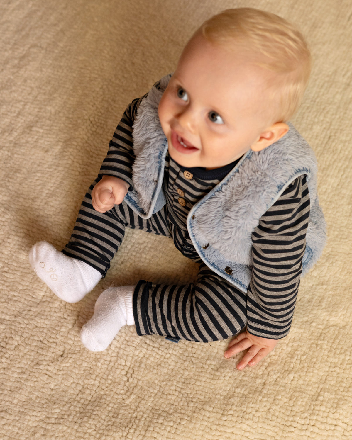 Bess Gilet | Teddystof | Vest | Jeans Blue