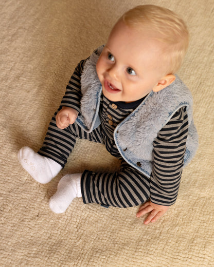 Bess Gilet | Teddystof | Vest | Jeans Blue