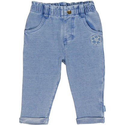 Bess Pants | Babybroekje | Jeans | Blue Denim | Flower