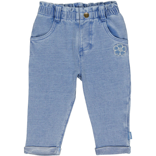 Bess Pants | Babybroekje | Jeans | Blue Denim | Flower
