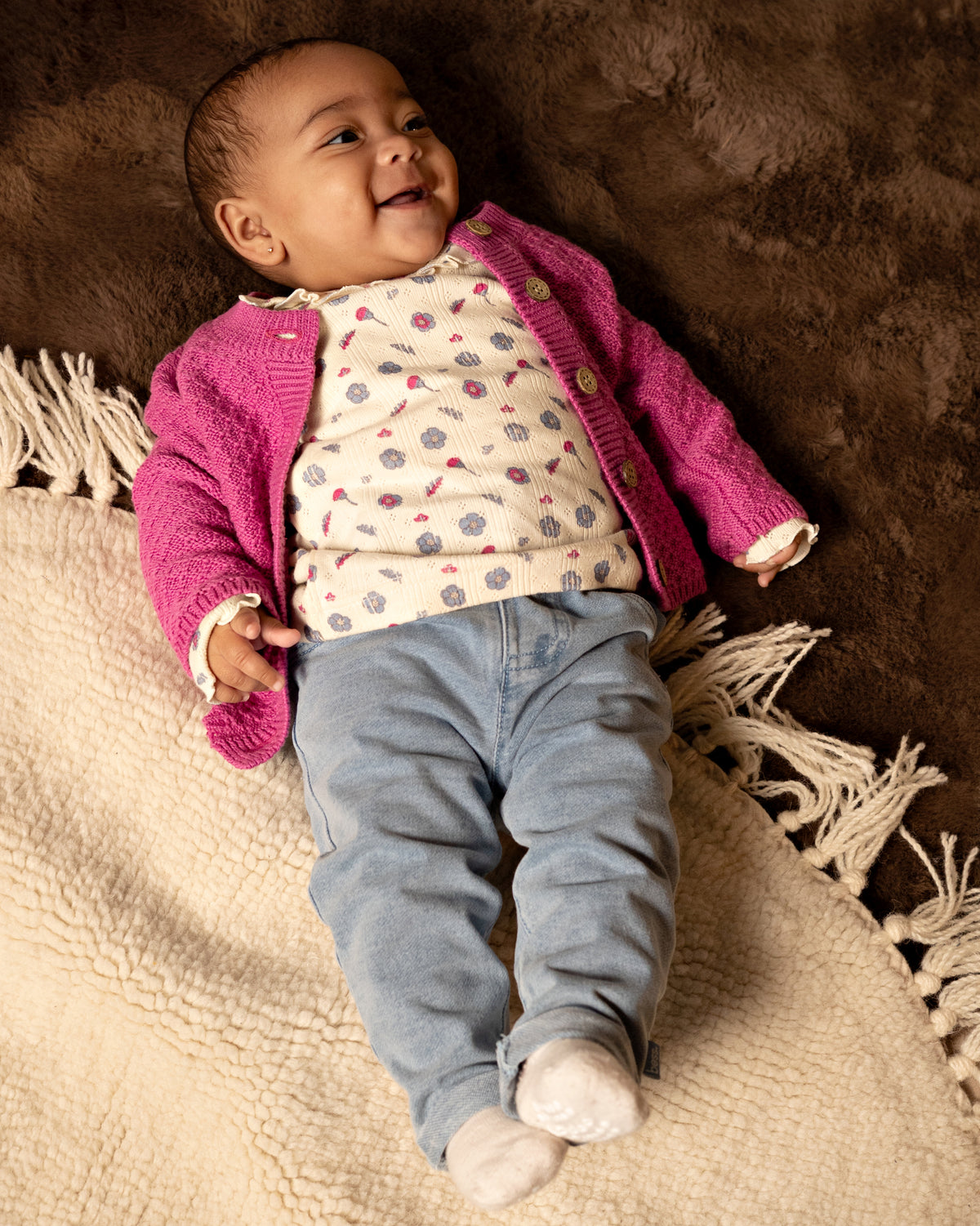Bess Pants | Babybroekje | Jeans | Blue Denim | Flower