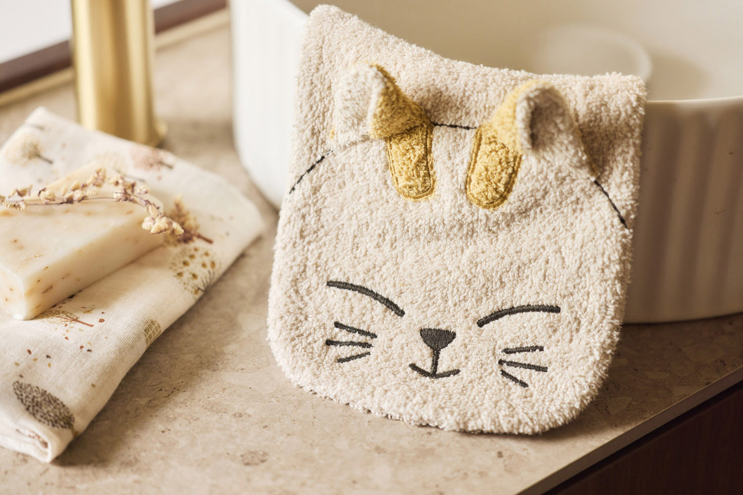 Washandje Badstof - Pets - Sand -Charlie Cat