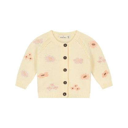 A Tiny Story Baby Cardigan | Vest | Ivory | Gebloemd