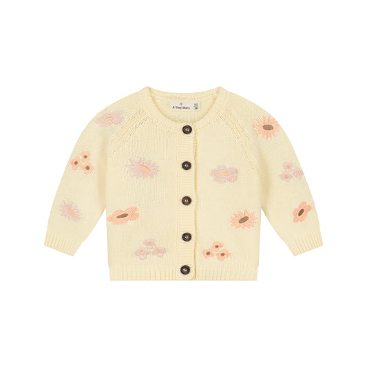 A Tiny Story Baby Cardigan | Vest | Ivory | Gebloemd