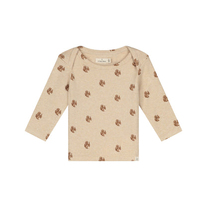A Tiny Story Baby T-Shirt | Long Sleeve | Beige Melange | Print