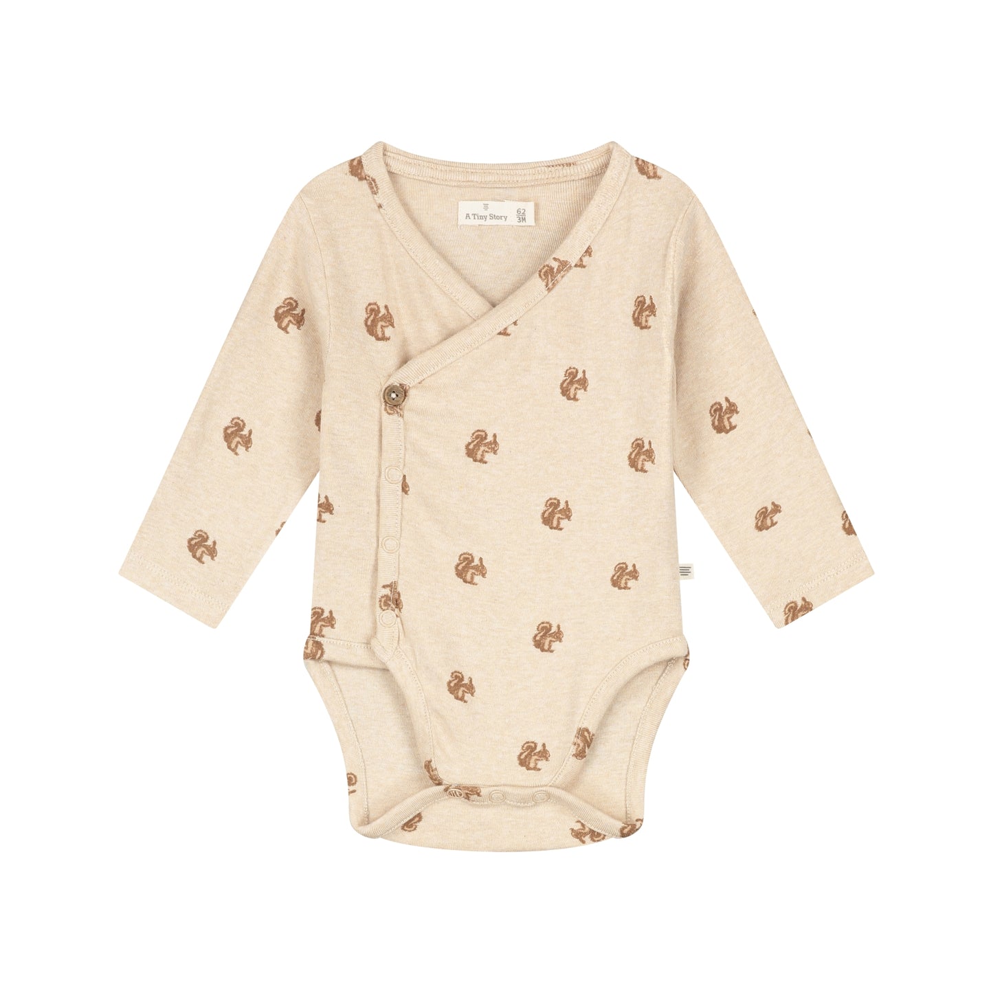 A Tiny Story Baby Romper | Long Sleeve | Beige Melange | Print