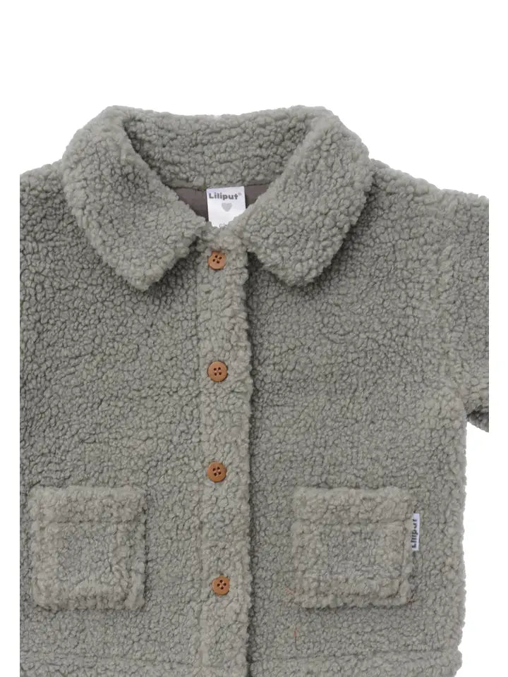Bouclé fleecejack | met Knopen | Groen