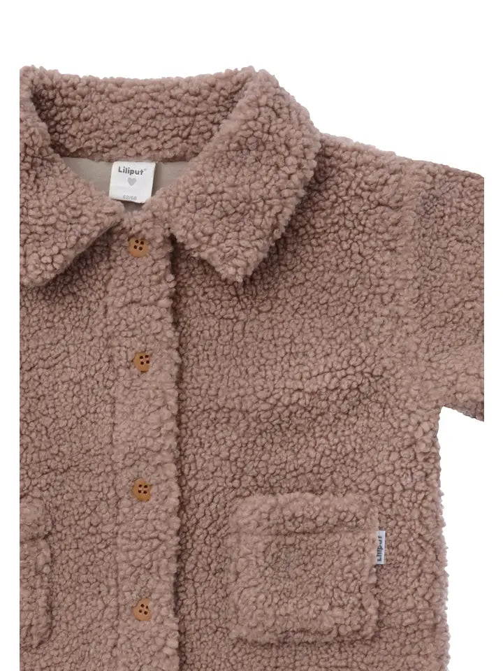 Bouclé fleecejack | met Knopen | Oudroze