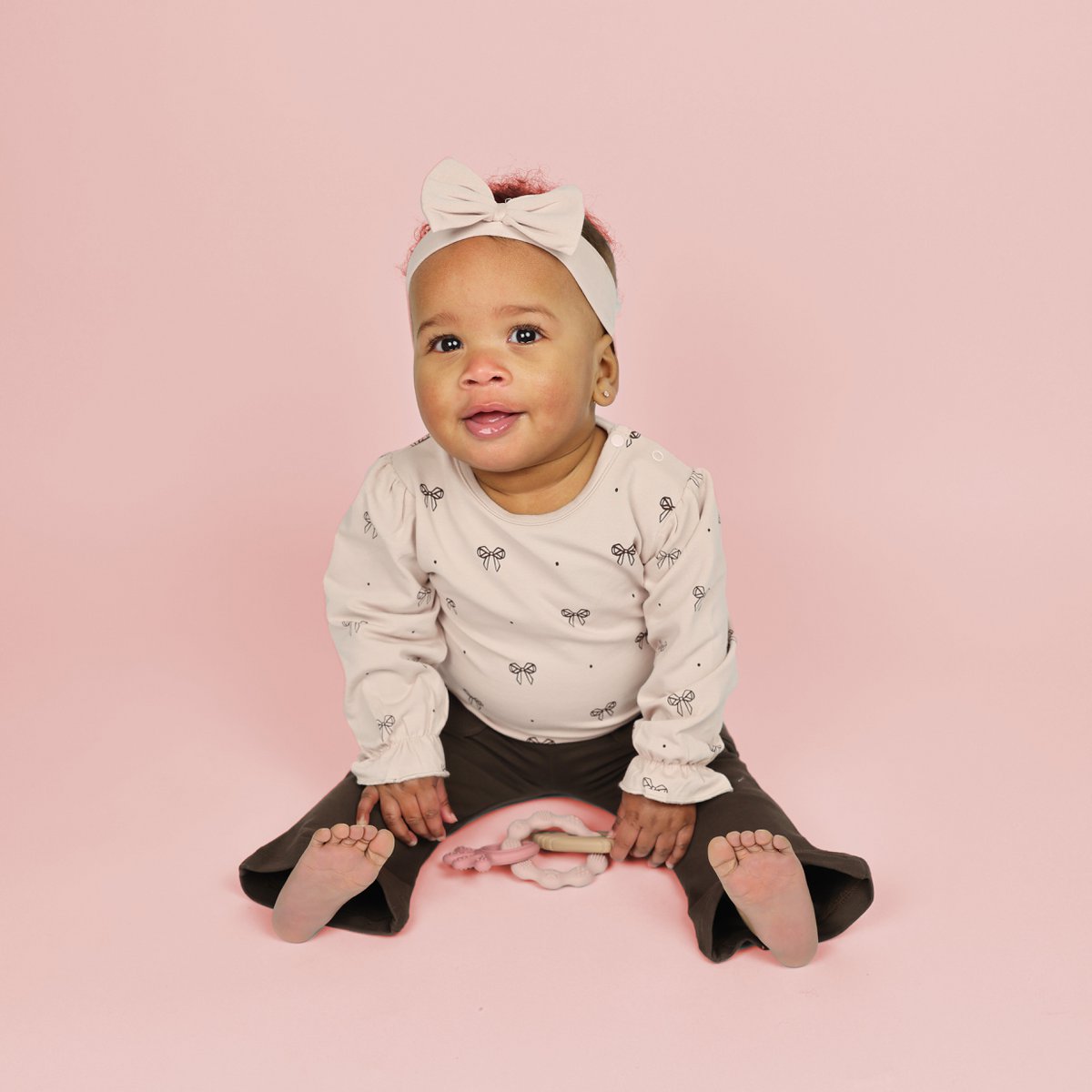 Frogs and Dogs Ballerina Baby Shirt Bow | Sepia Rose