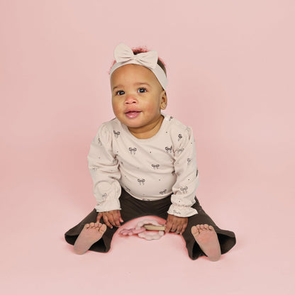 Frogs and Dogs Ballerina Baby Shirt Bow | Sepia Rose