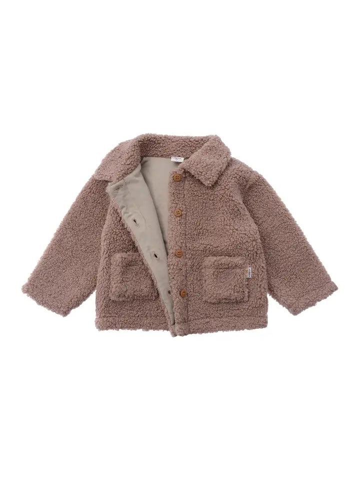 Bouclé fleecejack | met Knopen | Oudroze
