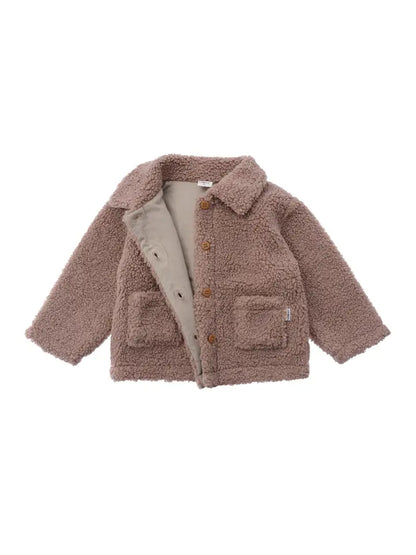 Bouclé fleecejack | met Knopen | Oudroze