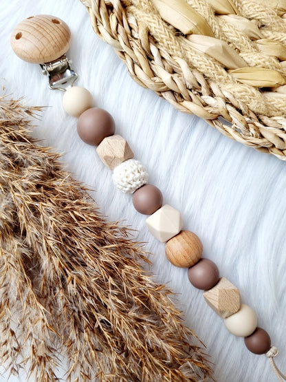 Fopspeenkoord | Brownie | Beige | Speenclip