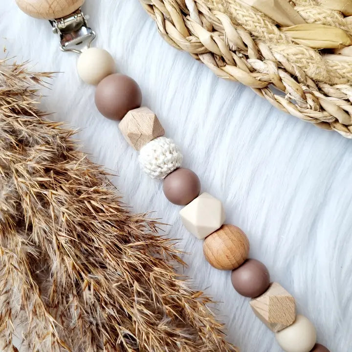 Fopspeenkoord | Brownie | Beige | Speenclip