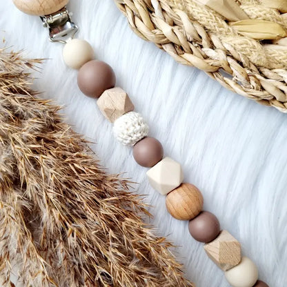 Fopspeenkoord | Brownie | Beige | Speenclip